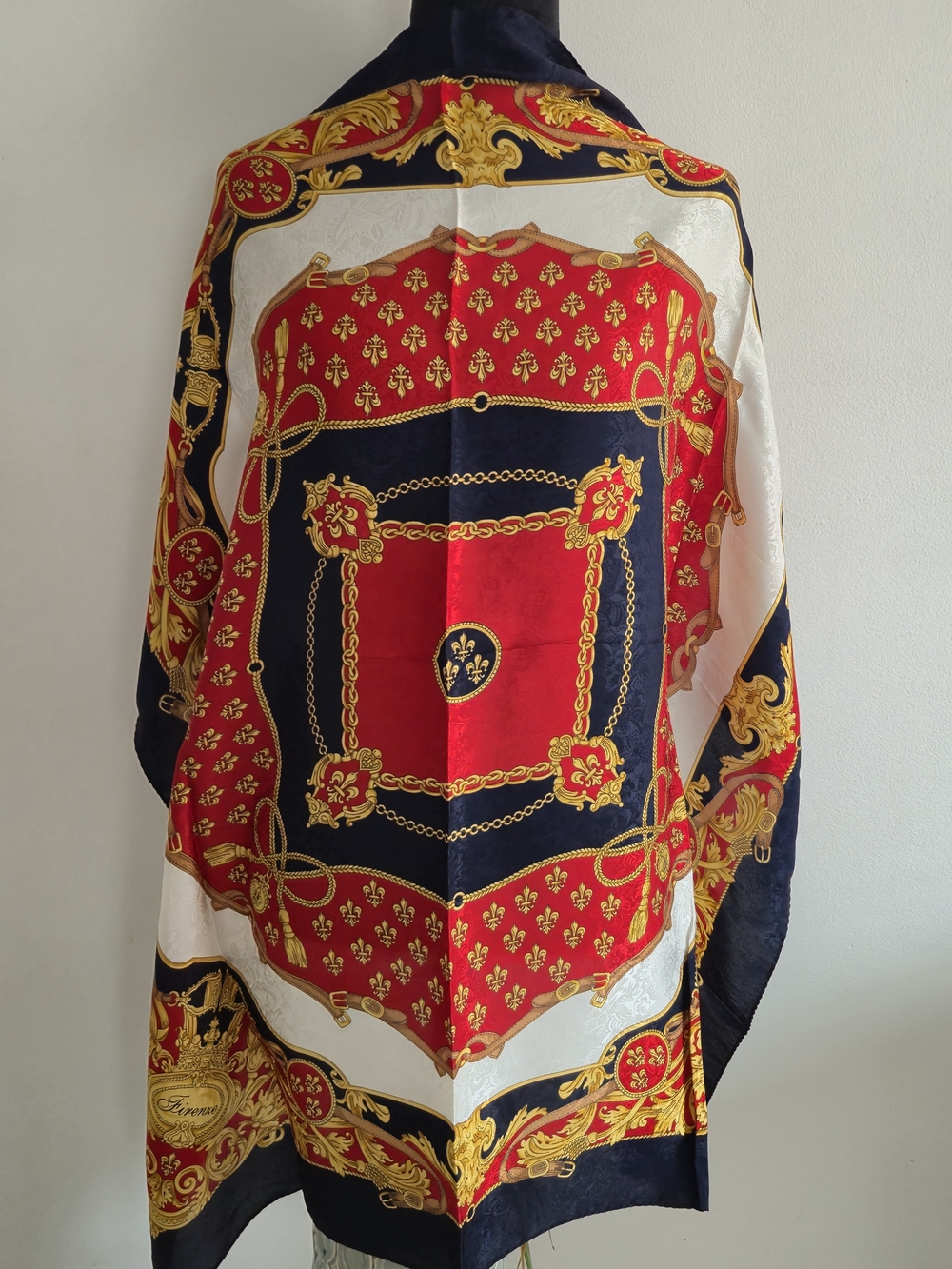 Vintage Baroque Silk Scarf Firenze Italian Designer Foulard